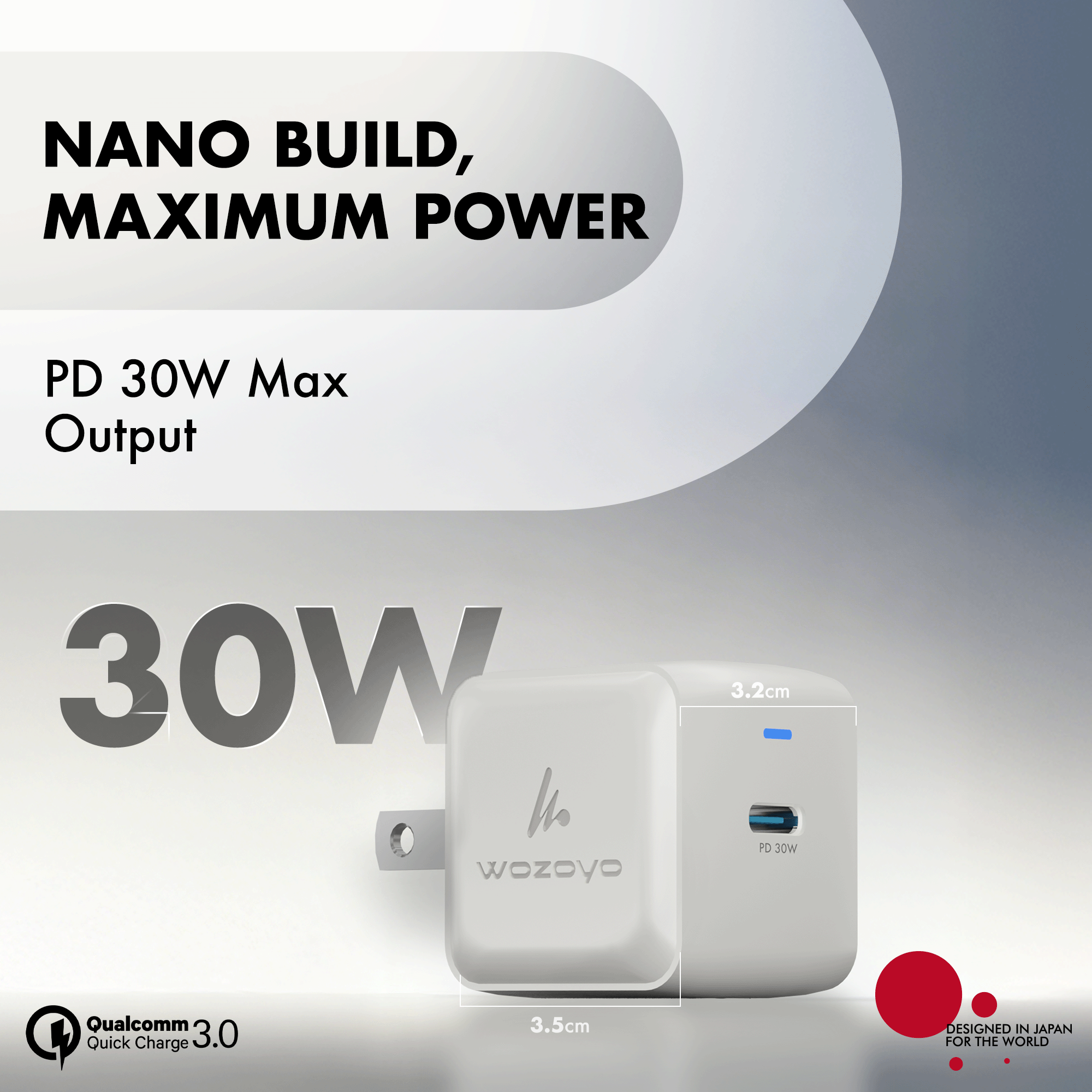 PD 30W GaN Charger, White, Series 1