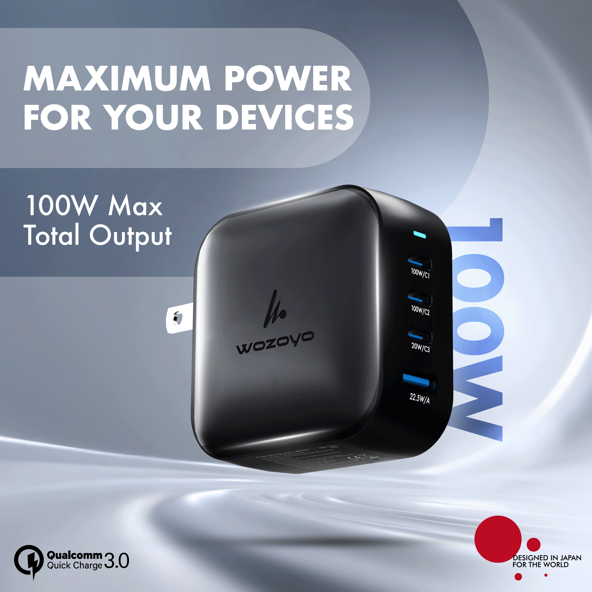 PD 100W GaN Charger, Black, Series 2