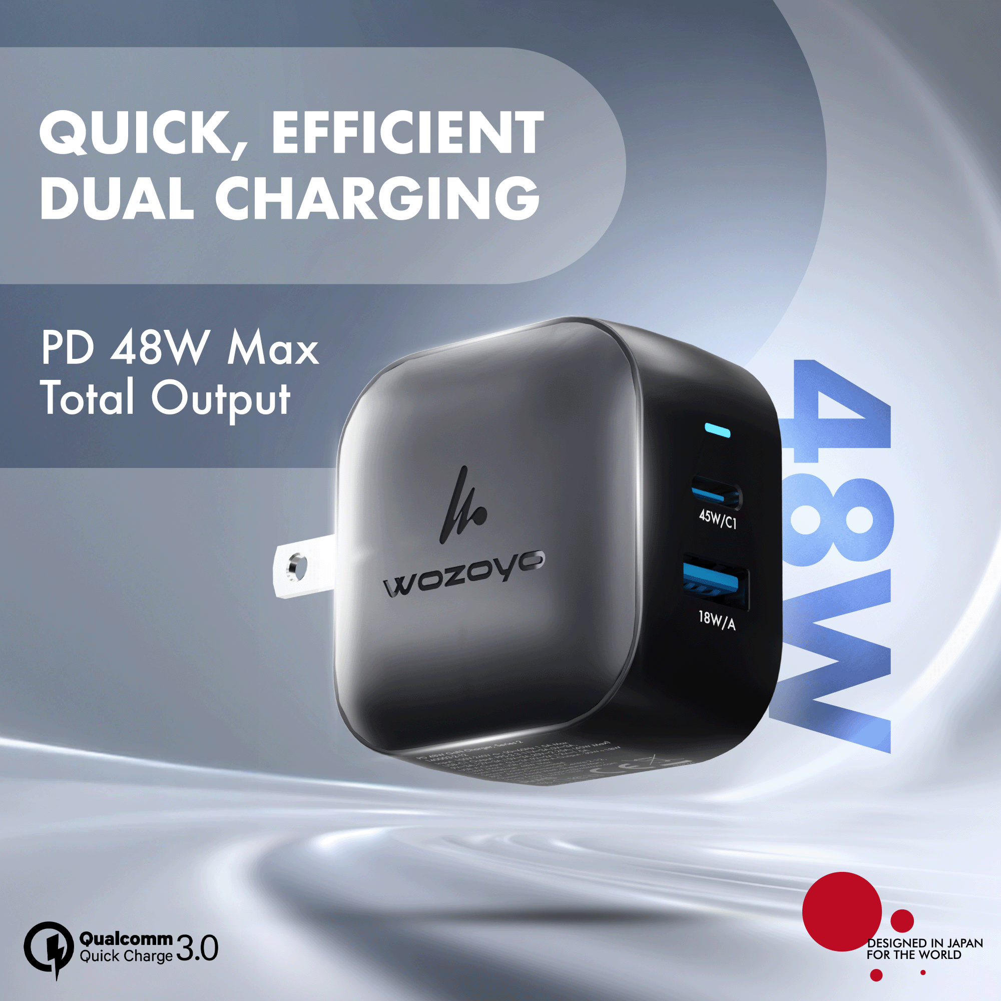 PD 48W GaN Charger, Black, Series 2