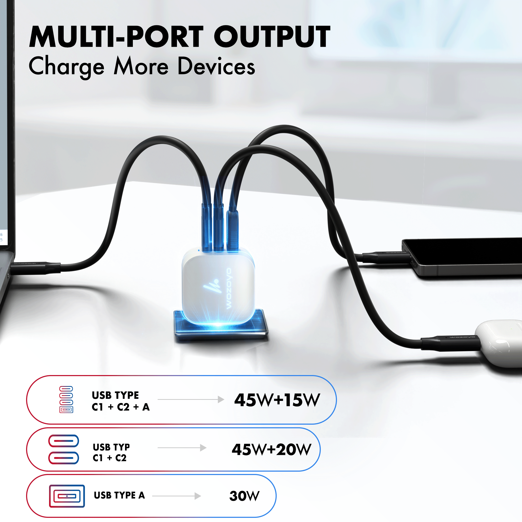 PD 65W GaN Charger, White, Series 2