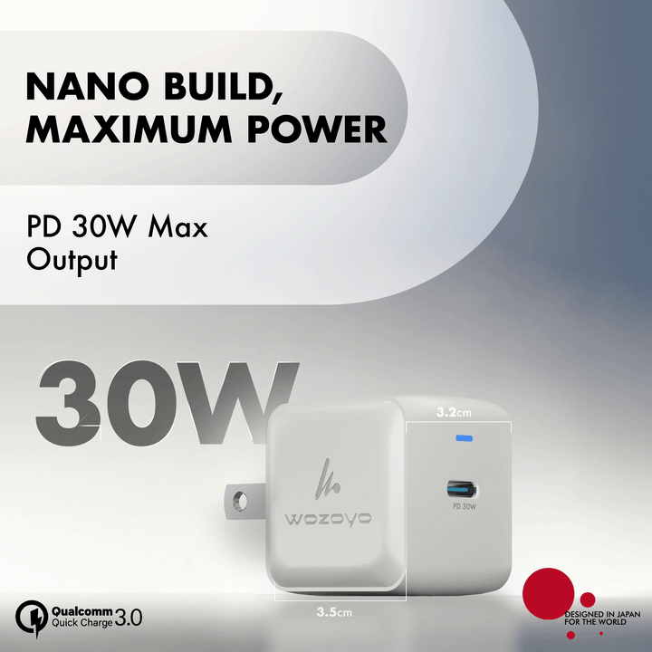 PD 30W GaN Charger, White, Series 1