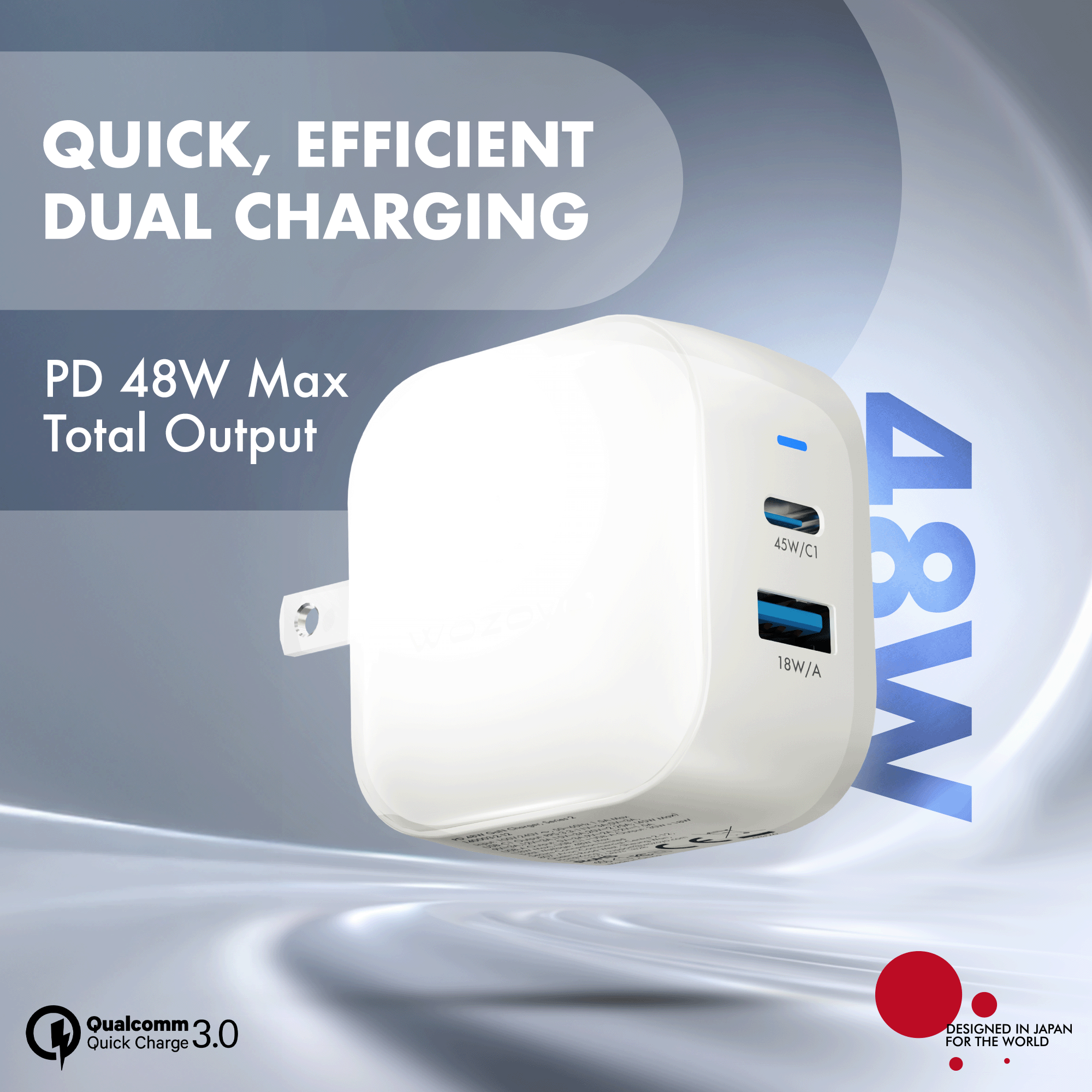 PD 48W GaN Charger, White, Series 2