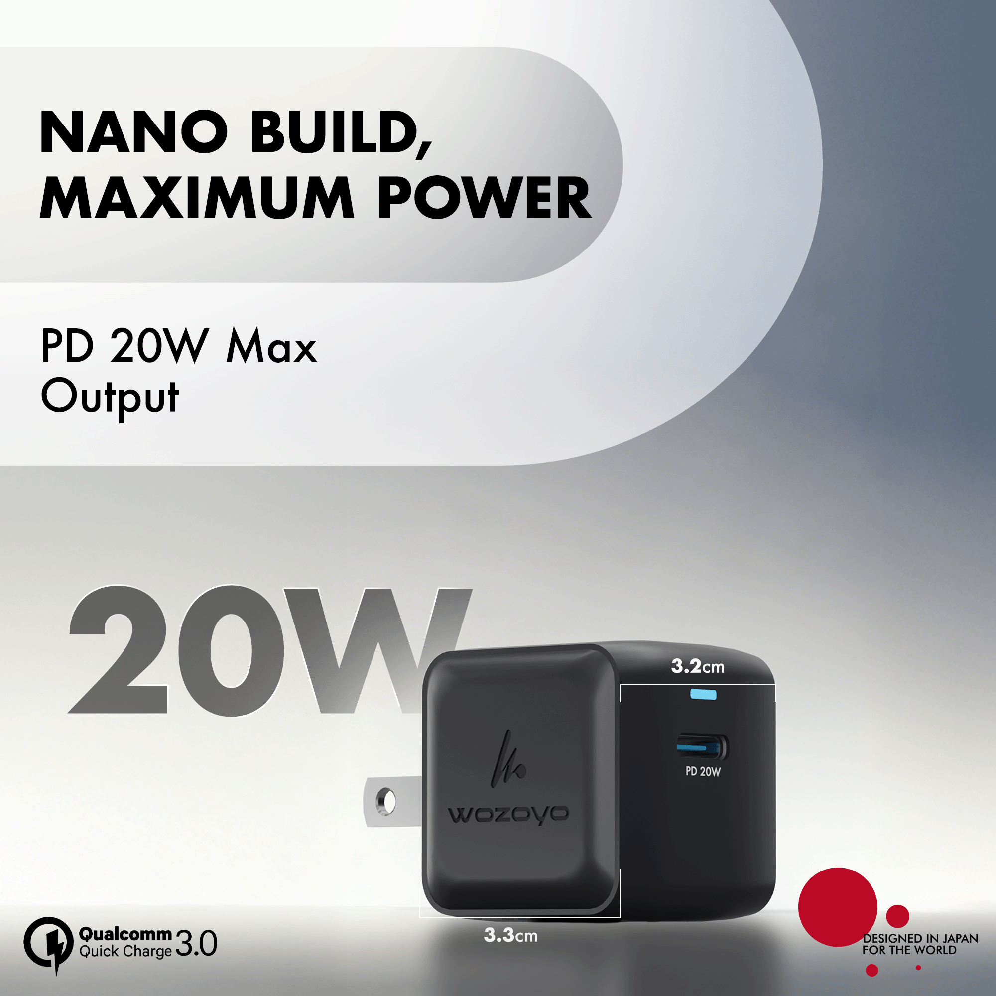PD 20W GaN Charger, Black, Series 1