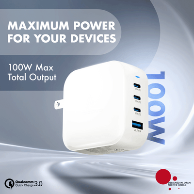 PD 100W GaN Charger, White, Series 2