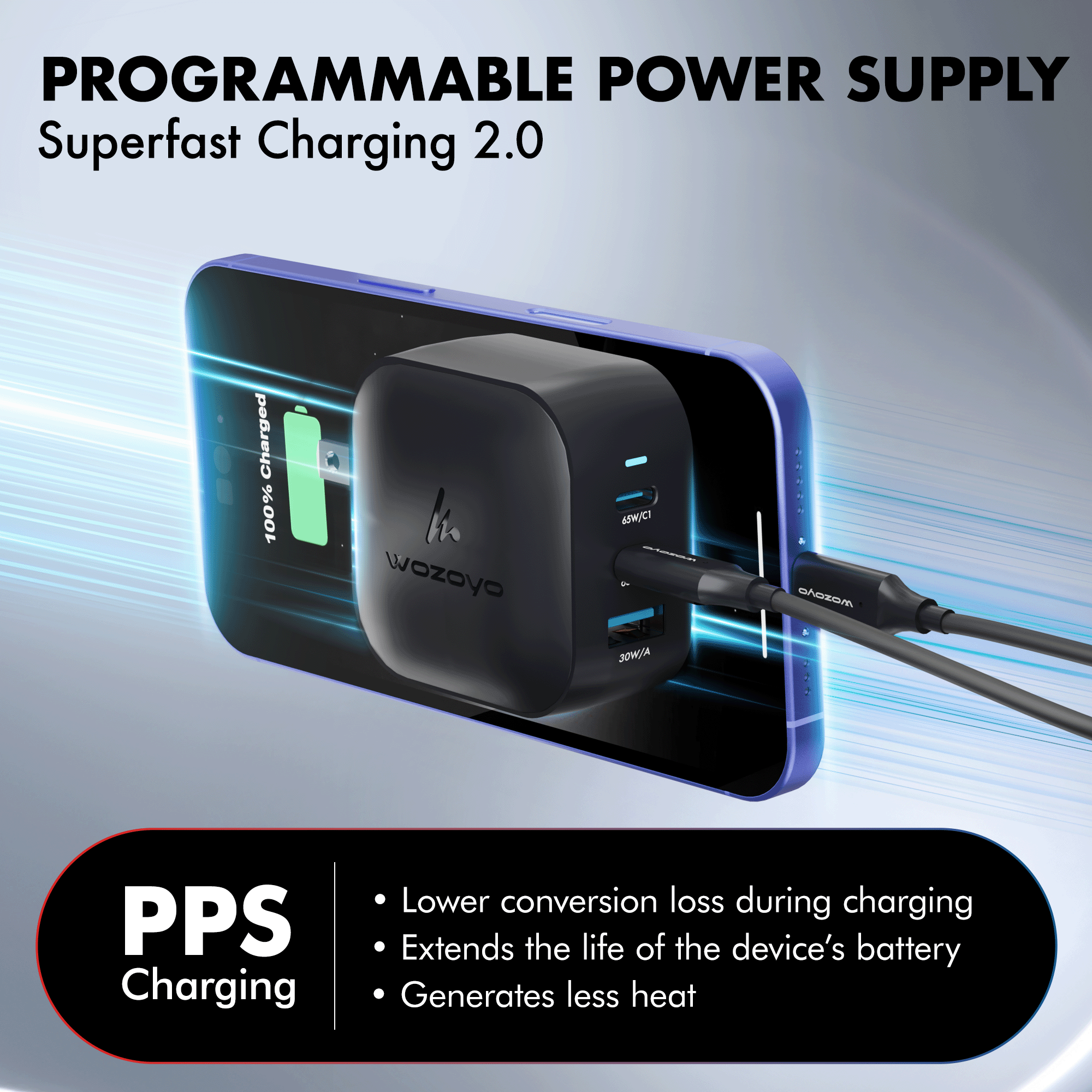 PD 65W GaN Charger, Black, Series 2