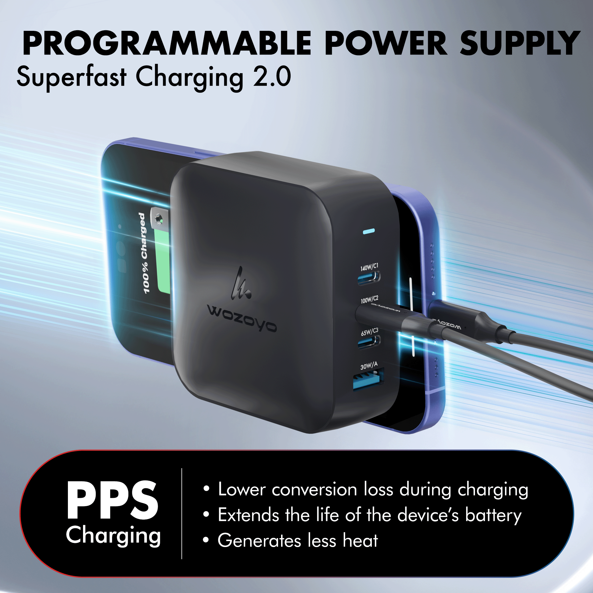 PD 165W GaN Charger, Black, Series 2