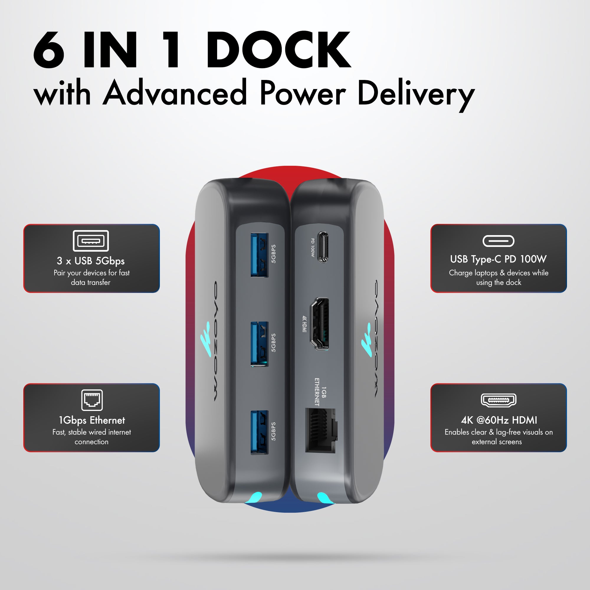 Type C 6 in 1 Docking Station, Series 1