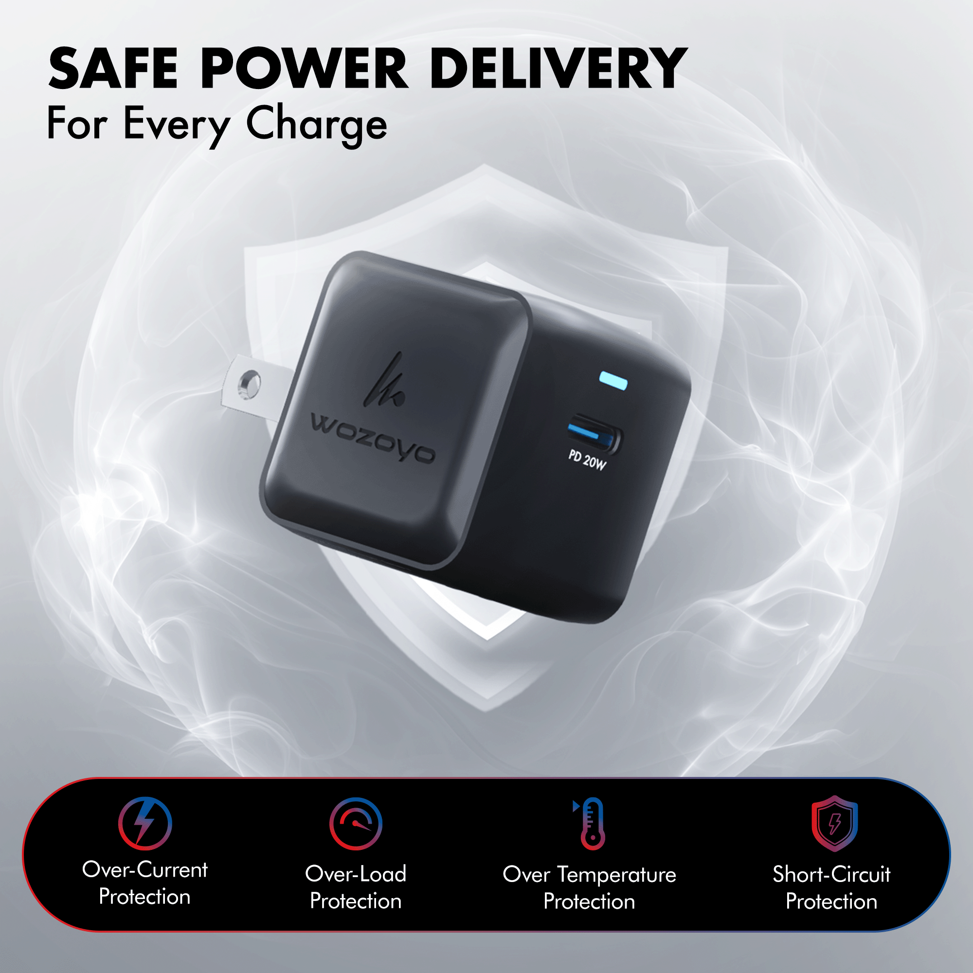 PD 20W GaN Charger, Black, Series 1