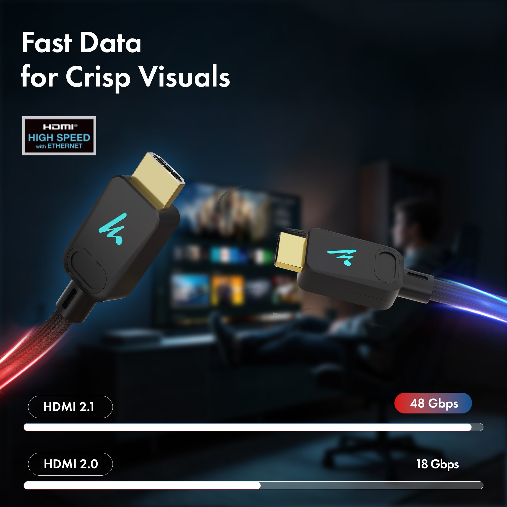 HDMI Cable with LED 2.1 Compliant - 3 Meter, Series 2