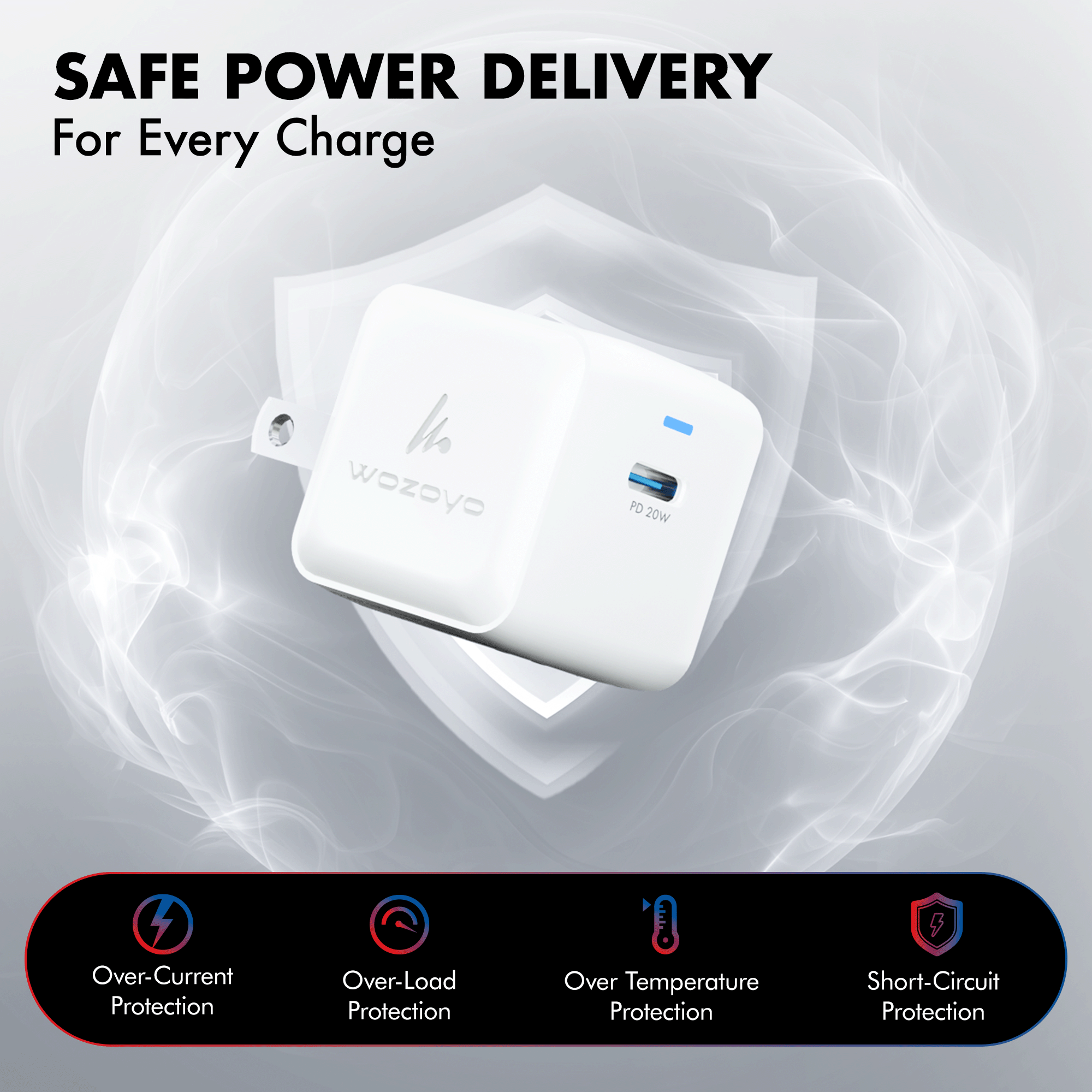 PD 20W GaN Charger, White, Series 1