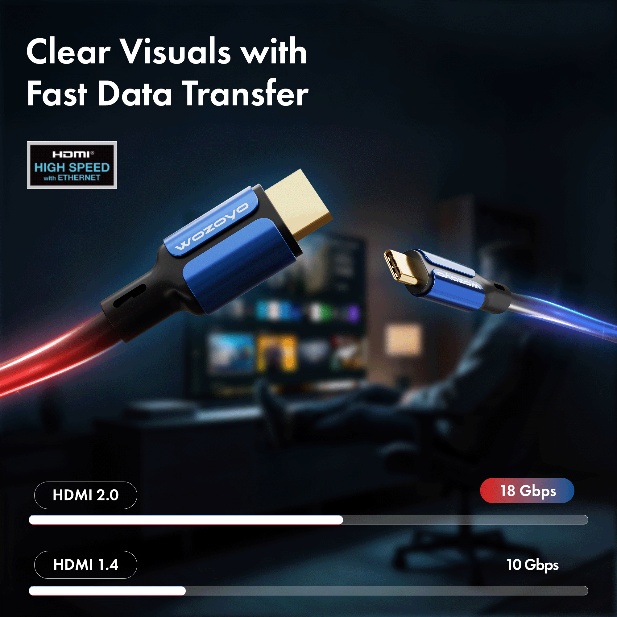 Type C to HDMI Cable 2.0 Compliant - 1 Meter, Series 1