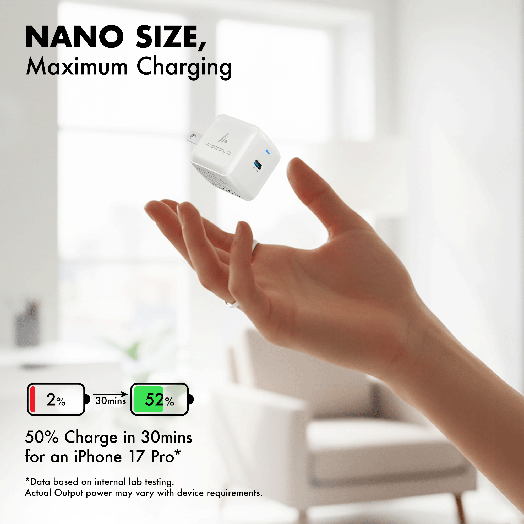 PD 30W GaN Charger, White, Series 1