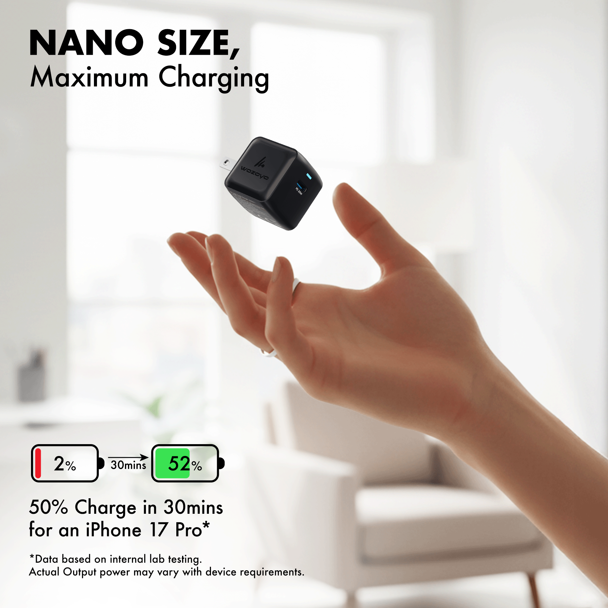 PD 20W GaN Charger, Black, Series 1